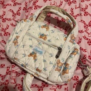 SWEETLY- White Quilted Teddy Bear Mini Bag